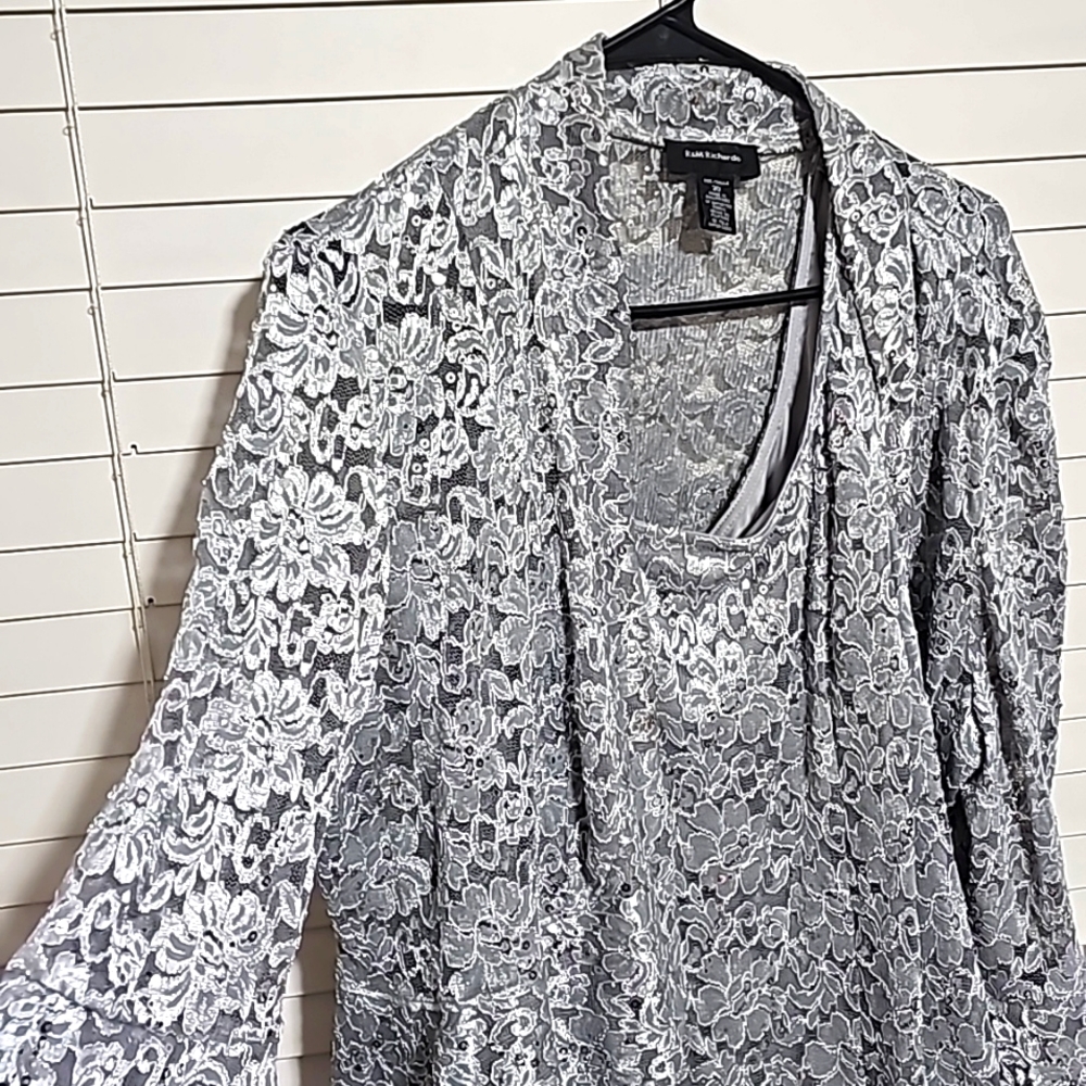 Formal Silver Lace Sequin Dress